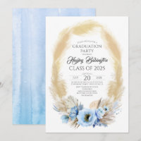 Pampas Grass Dusty Blue Flowers Graduation Party