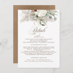 Pampas Grass Earth Shades Floral Wedding Details Enclosure Card