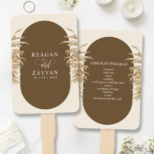 Pampas Grass Earthy Bohemian Wedding Program Hand Fan