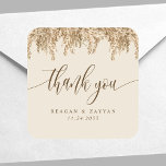 Pampas Grass Earthy Boho Exotic Wedding Thank You Square Sticker<br><div class="desc">Pampas Grass Earthy Boho Exotic Wedding Thank You Square Sticker</div>