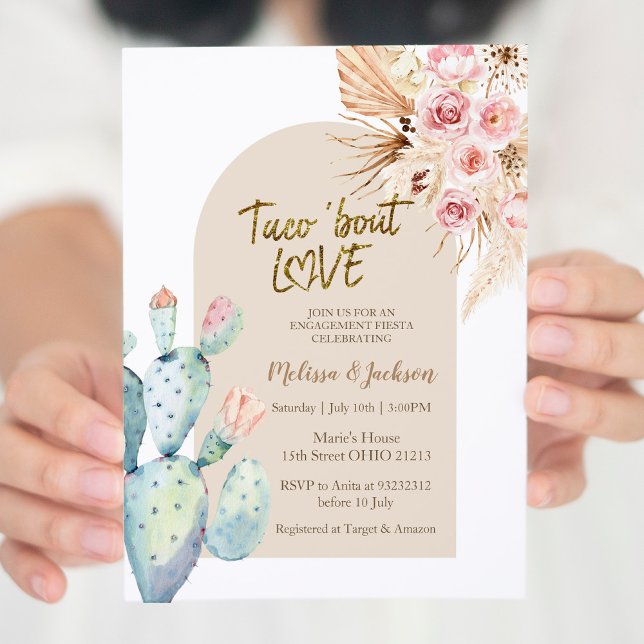 Pampas Grass Engagement Cactus Taco Bout Love Invitation (Creator Uploaded)