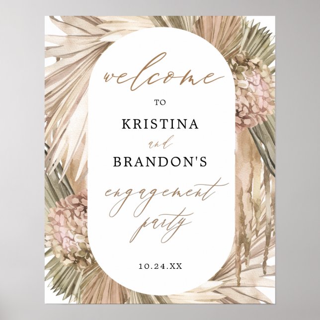 Pampas Grass Engagement Party Welcome Sign (Front)