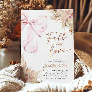 Pampas Grass Fall Pink Bridal Shower Invitation