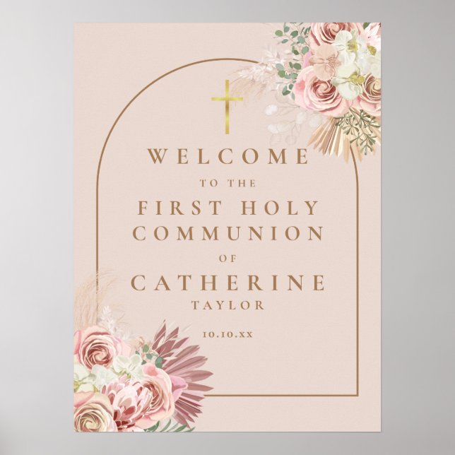 Pampas Grass First Communion Welcome Sign (Front)