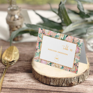 Pampas Grass Fish Meal Choice Guest Name Card