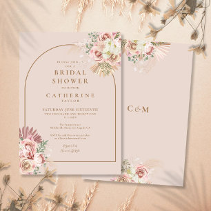 Pampas Grass Floral Arch Bridal Shower Invitation