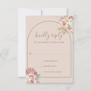 Pampas Grass Floral Arch Monogram RSVP Card