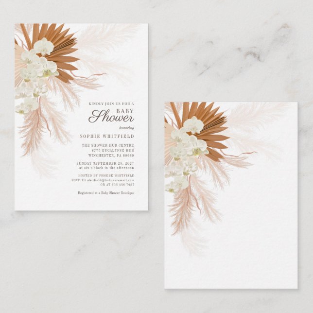 Pampas Grass Floral Baby Shower Budget Invitation (Front/Back)