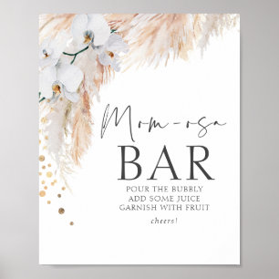 Pampas Grass Floral Baby Shower Mum-osa Bar Poster