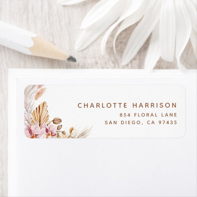 pampas grass floral boho | bridal shower address (Insitu)