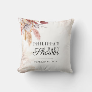 Pampas Grass Floral Boho Girl Baby Shower Cushion