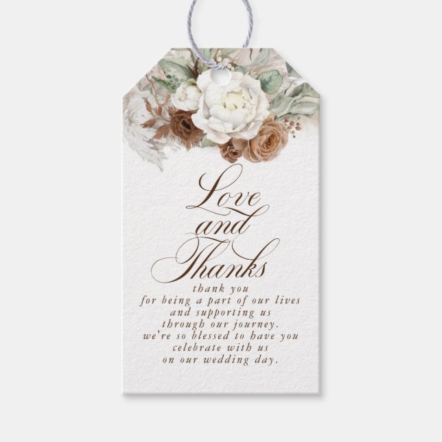Pampas Grass Floral Boho Natural Thank You Gift Tags (Front)