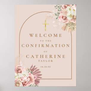 Pampas Grass Floral Confirmation Welcome Sign