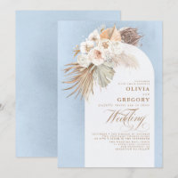 Pampas Grass Floral Elegant Dusty Blue Wedding
