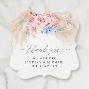 Pampas Grass Floral Elegant Wedding Thank You Favour Tags