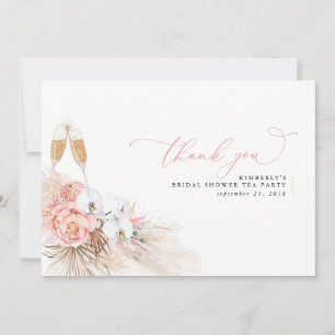 Pampas Grass Floral Pink Bridal Shower Thank You Card