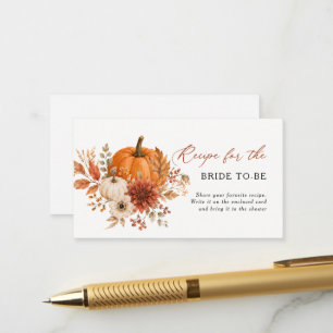 Pampas Grass Floral Pumpkin Bridal Shower Recipe Enclosure Card