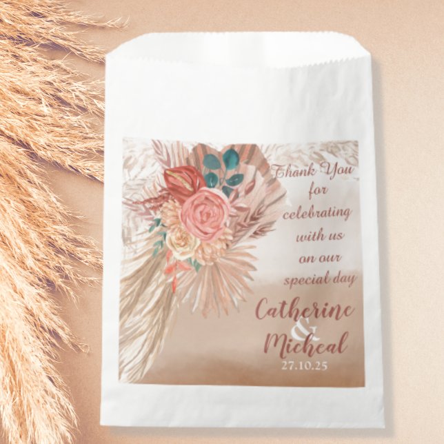 Pampas Grass Floral Terracotta Boho Chic Wedding  Favour Bags (Creator Uploaded)