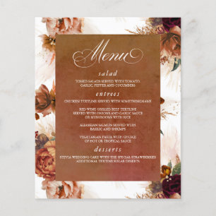 Pampas Grass Floral Terracotta Menu Cards