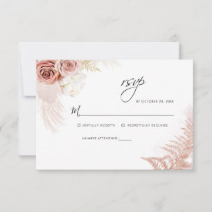 Pampas Grass Floral Terracotta Wedding RSVP Card