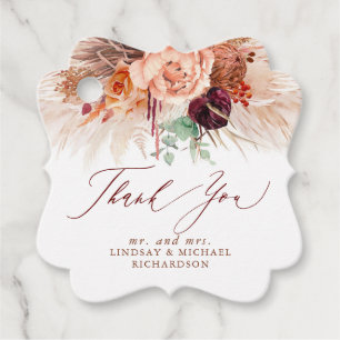 Pampas Grass Floral Terracotta Wedding Thank You Favour Tags