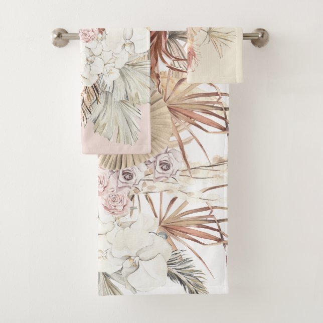 Pampas Grass Floral Tropical Jungle Bath Towel Set (Insitu)
