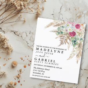 Pampas Grass Flower Pink Watercolor Boho Budget