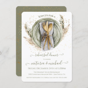 Pampas Grass foliage Wedding Rehearsal Dinner Invitation
