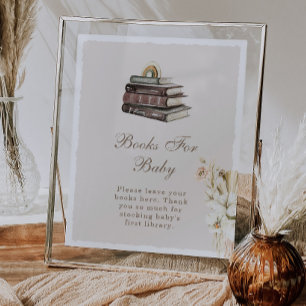 Pampas Grass Girl Clothesline Books Baby Shower Poster