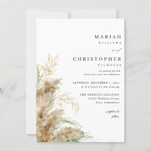 Pampas Grass & Gold Wedding 2 Invitation