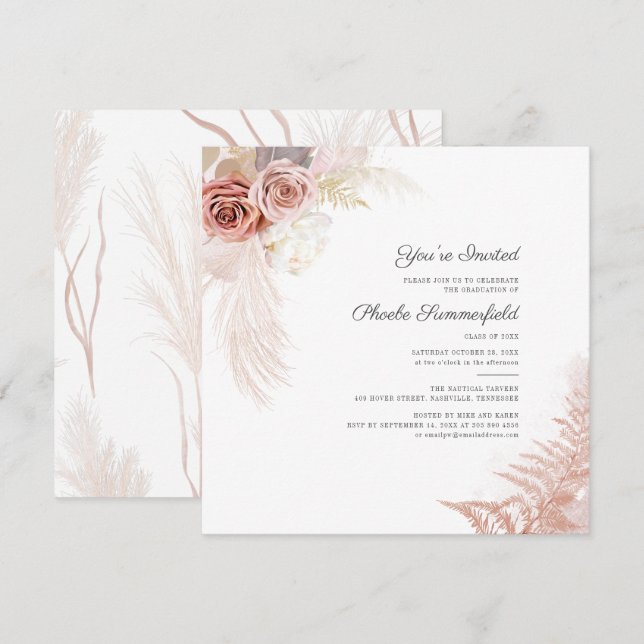 Pampas Grass Graduation 2024 Party Invitation (Front/Back)