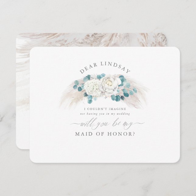 Pampas Grass Greenery Bridesmaid Proposal Invitation (Front/Back)