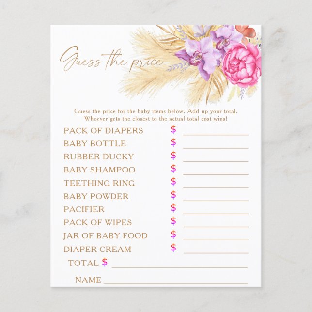 Pampas grass - Guess the price Game (Front)