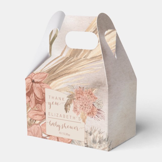 Pampas Grass | Hydrangeas Baby Shower Thank You   Favour Box (Front Side)
