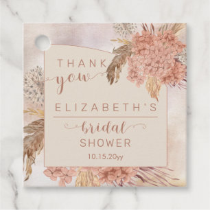 Pampas Grass Hydrangeas Bridal Shower Thank You Favour Tags