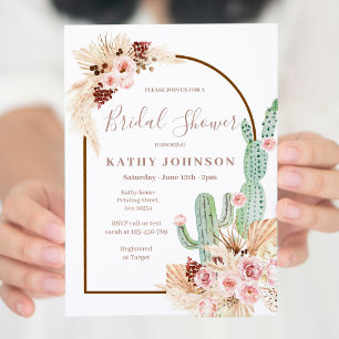 Pampas Grass Mexican Fiesta Boho Bridal Shower Invitation