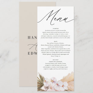 Pampas grass modern botanical bohemian script menu