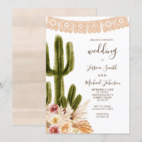 Pampas Grass Muted Tones Wedding Invitation