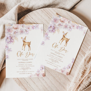 Pampas grass Oh deer baby shower Invitation