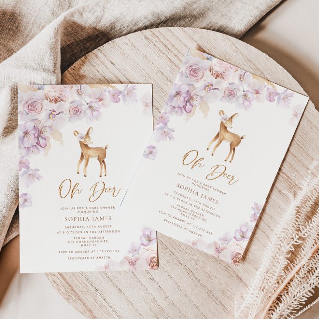 Pampas grass Oh deer baby shower Invitation (Creator Uploaded)