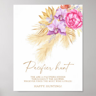 Pampas grass - pacifier hunt baby shower game poster