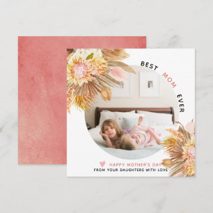 Pampas grass, palm leaves Mother's Day photo Holiday Card