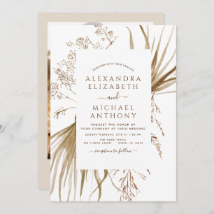 Pampas Grass Photo Bohemian Boho Wedding Invitation