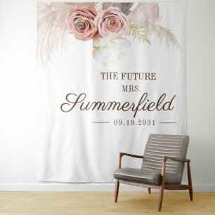 Pampas Grass Photo Booth Bridal Shower Backdrop Tapestry