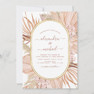 Pampas Grass Photo Picture Boho Tropical Wedding Invitation