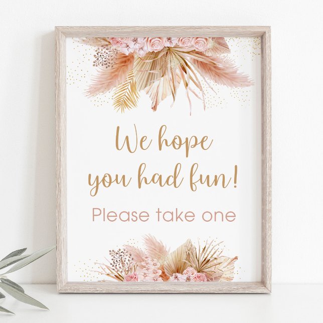 Pampas Grass Pink Floral Baby Shower Favour Sign (Creator Uploaded)