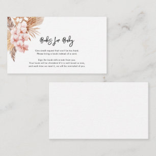 Pampas Grass Pink Floral Book Request Baby Shower Enclosure Card
