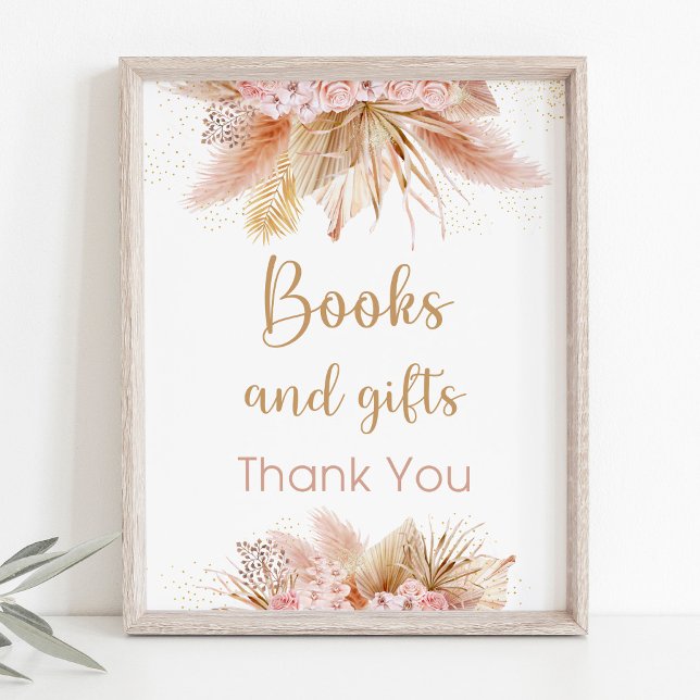 Pampas Grass Pink Floral Books & Gifts Sign (Creator Uploaded)