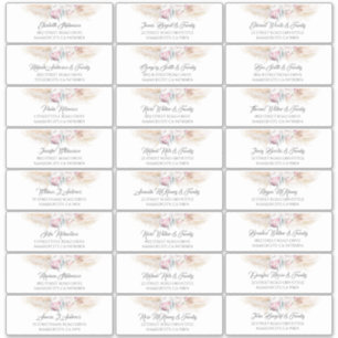 Pampas Grass Pink Floral Guest Name Address Labels