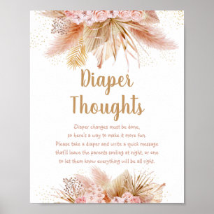 Pampas Grass Pink Gold Floral Baby Diaper Thoughts Poster